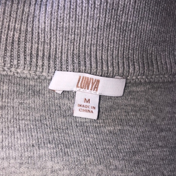 LUNYA Cozy Cotton Silk Collared Half Zip‎ Mellow Grey Heather Size M - Picture 7 of 7
